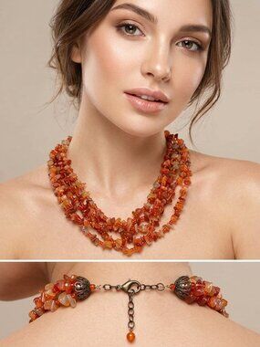 Beautiful Amber Color multi strand necklace